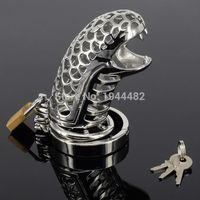 Wholesale Snake shaped Chastity Device Steel Chastity Spikes Metal Cock Cage Chastity Belt Penis Ring Lock Cock Sex Toys Bondage