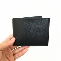 Wholesale Men Business Black Square Short Simple Wallet Male Litchi Pattern PU Leather Two Fold Purse Small Money Clip Card Holder Wa0055