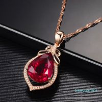 Wholesale Hot Sale Retro rose gold necklace red crystal clavicle chain