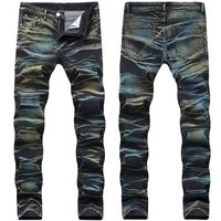 Wholesale Men s Jeans KIOVNO Fashion Men Painted Denim Trousers Multi Color Sretch Printed Pants For Male Size