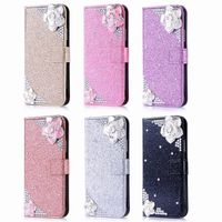 Wholesale for iphone x xr xs max plus samsung s9 plus phone cases fashion designer diamond camellia flower flip leather wallet case