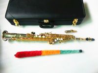 Wholesale Brand new Japan saxophone SS W037 B flat Soprano Saxophone Musical Instruments Sax Brass Nickel Silver plated With Case Professional