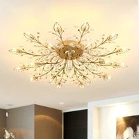 Wholesale Modern Flush Mount Home Gold Black LED K9 Crystal Ceiling Chandelier Lights Fixture for Living Room Bedroom Kitchen Lamps