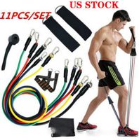 Wholesale US STOCK Fast set Exercises Resistance Bands Latex Tubes Pedal Body Home Gym Fitness Training Workout Yoga Elastic Pull Rope Equipment