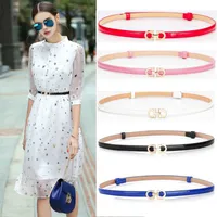 Wholesale Women Belts PU Leather Skinny Adjustable Thin Belt Candy Colors Leather Waist strap Sweetness Female Waistband For Dress