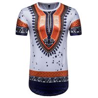 Wholesale African Dashiki Longline T Shirt Men Summer New Short Sleeve Extra Long Mens T Shirts Hip Hop Tops Tees Camisetas Hombre