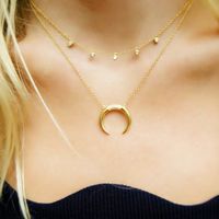 Wholesale Chains Design Sterling Silver Crescent Pendant Necklace Silver Gold Color CZ Islam Moon Star Nice Jewelry Women Girls Gift