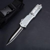 Wholesale Silver A07 Large Auto Tactical Knife C Double Action Spear Point Blade Zn al alloy Handle Outdoor Camping Hiking Survial EDC Gearz