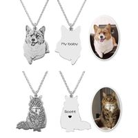 Wholesale Custom Pet Cat Photo Silver Necklace Pendant Engraved Words Sterling Silver Dog Photo Necklace Women Men Memorial Best Gift Y200810