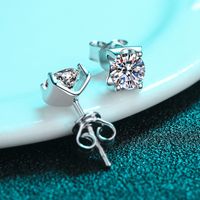 Wholesale 925 Silver Platinum Pass Diamond Test Cow Head Stud Earrings Excellent Cut D Color ct Moissanite Earrings Teen Girls Gift