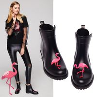 Wholesale DRIPDROP Shoes Woman Rain Boots Waterproof Fashion Girls Shoes Ladies Cute Short Ankle PVC Rainboots Flamingo CX200820