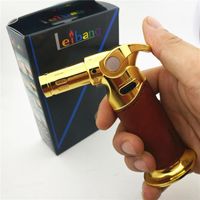 Wholesale Strong fire Windproof Cigar Lighter Jet flame Torch Refillable Butane Gas Torch BBQ Camping Gas Lighters tobacco pipes ignition tool