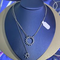 Wholesale Fashion Necklace Silver Color Zircon Gear Sun Flower Geometric Pendant Women Brand Design Jewelry