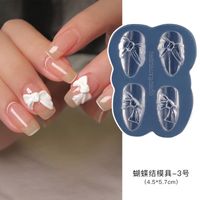 Wholesale 1pcs D Silicone Nail Carving Mold DIY Acrylic Butterfly Bow Heart Designs Mold Stamping Template Nails Stencils Manicure Tools