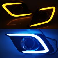 Wholesale 2Pcs DRL Daytime Running Lights fog lamp cover headlight V Daylight with Yellow For Mazda Axela