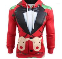 Wholesale Style Hoodies Christmas Suit Pattern Print Hat Collar Cloth Homme Slim Casual Tops Designer Mens Funny