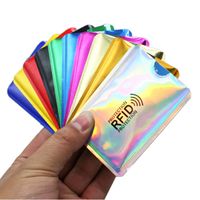 Wholesale Card Holders Multicolor Laser Aluminium Anti Blocking Reader Lock Bank Holder ID Case Men Protection Metal Credit