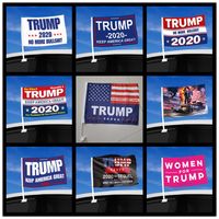 Wholesale 45 cm Fashion Trump Car Flag US Presidential Election Trump Flag Car Window Flag Including Flagpole T500132