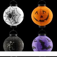 Wholesale Light Up Halloween pumpkin outdoor solar lantern lamps waterproof in in in white RGB Color chinese lanterns Hallowmas paper