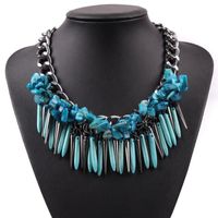 Wholesale Pendant Necklaces Latest Model Colorful Stone Spike Statement Chunky Fashion Necklace Chain Women Jewelry