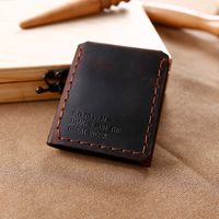 Wholesale Trifold Genuine Leather Wallet Men Handmade Crazy Horse Leather Purse Mens Short Vintage Wallet with Coin Pocket