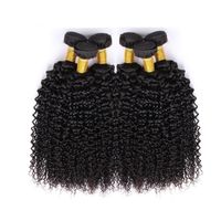 Wholesale kg bundles Brazilian Afro Kinky Curly Deep Wave Hair Bundles Non Remy Human Hair Extension Weave Natural Black Color