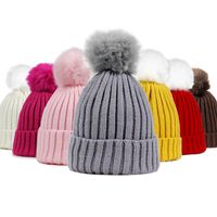 Wholesale New Children s Fashion Knit Hat Beanies Pompom Winter Hat High Quality Kids Baby Warm Beanie Plush Cap Bone Cotton