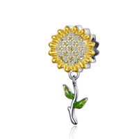 Wholesale Sunflower Pendant Charm For Girls DIY Jewelry Fit Pandora Bracelet Gold And Rose Gold Plated Genuine Sterling Silver