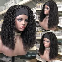 Wholesale Kinky Curly Headband Glueless Wig Human Hair Wigs Remy Brazilian Full Machine Made Wig For Women