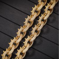 Wholesale 14K Iced Spike Link Diamond Chain Necklace Bracelet Cubic Zirconia Jewelry inch inch Gold Silver Chain