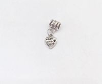 Wholesale 100pcs alloy love heart Made With Love charm Big Hole bead European Pendant fit Pandora Bracelets Necklace DIY Jewelry Making