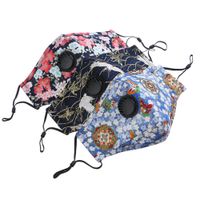 Wholesale New designer face mask Adults Unisex Floral flower bronzing moire PM2 Anti smog camouflage Valve mask cotton dust Can put filter washable