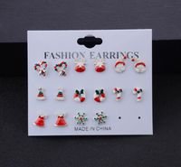 Wholesale 8pairs set Christmas Earrings Jewelry Accessories Stud Earring Set Cute Santa Claus Snowman Tree Bell Christmas Gifts For Women Girls Kids