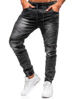 Wholesale Designer Mens Jeans Natural Color Fashion Drawstring Jeans Casual Mid Waist Pencil Pants Mens Clothes Knee Double Zipper