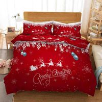 Wholesale Bedding Sets Claus Bell Printed Set Quilt Cover Pillowcase Duvet Christmas Gift For Kids Luxury Bedclothes Queen Size