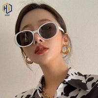 Wholesale Sunglasses Female Street S Oval Lens Brown Frame Small Face Personality Fashion One piece Nose Pads