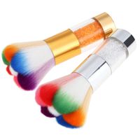 Wholesale Colorful Nail Brush UV Gel Nail Dust Cleaner Goat Hair Nail Art Dust Remover Blush Brush Diamond Handle