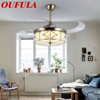 Wholesale Electric Fans DLMH Brass Ceiling Fan Lights With Invisible Blade Remote Control Modern Creative Decorative For Home Office