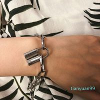 Wholesale Hot Sale Popular nns new fashion luxury designer simple golden link chain padlock charm bracelets for women girls