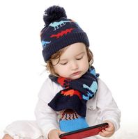Wholesale Winter dinosaur kids hats knitting wool baby hats Beanies Cartoon Baby Skull Cap Crochet Knit Hat Boys Caps Boys hat Y