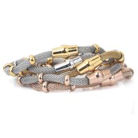 Wholesale hot selling new female magnetic clasp rose gold plated stainless steel mesh net style wrist band