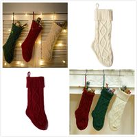 Wholesale Knitted Christmas Stockings Christmas Decoration Gift Bag Fireplace Decoration Socks New Year Candy Gifts Bags Holder Colors