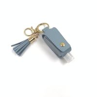 Wholesale Hand Sanitizer Bottle Cover PU Leather Tassel Holder Keychain Protable Keyring Cover Storage Bags Home Storage Organization DHF728