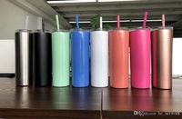 Wholesale 20oz Skinny Tumbler many Stainless Steel Tapered Cup Vacuum Insulated Beer Coffee Mugs with Lid and Straw