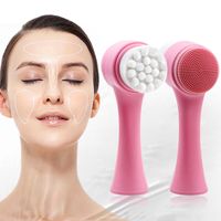 Wholesale Boat shipping Double sided Silicone Skin Care Tool Facial Cleanser Brush Face Cleaning Vibration Facial Massage Washing Product