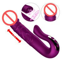 Wholesale Dildo Vibrator Telescopic Rotation G spot Massage Vagina Clitoris Stimulator Tongue Licking Sex Toys for Women J1456