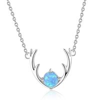 Wholesale 10 Silver Plated Deer Head Pendant Link Chain Necklace for Gift Many Colors Opalite Opal Jewelry