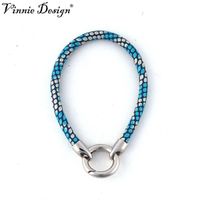 Wholesale Tennis Vinnie Design Jewelry cm Leather Wrap Bracelet With Stainless Steel Clasp For Coin Holder Pendant Locket