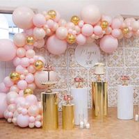 Wholesale 5 Size in Set Wedding Favors Display Table Cylinder Pillar Stand Gold Mirror Cake Stand Tray Shopping Mall flower Dessert Crafts Metal Rack