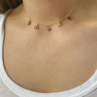 Wholesale Cubic Zirconia Choker Necklace Grape Cherry Banana Peach Bling Women Fashion K Gold Plated Luxury Iced Out Fruit Pendant Collar Jewelry